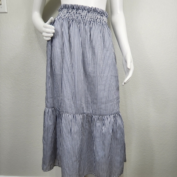 Gianni Bini Blue Striped Tiered Boho Skirt Size M